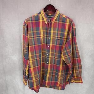Vtg Guess Georges Marciano Shirt Mens Medium Plaid Button Up Long Sleeve USA